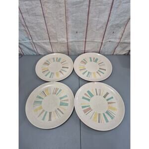 Vernonware Anytime Midcentury Modern Atomic 10" Dinner Plates 1956-1958 Vtg 4 *